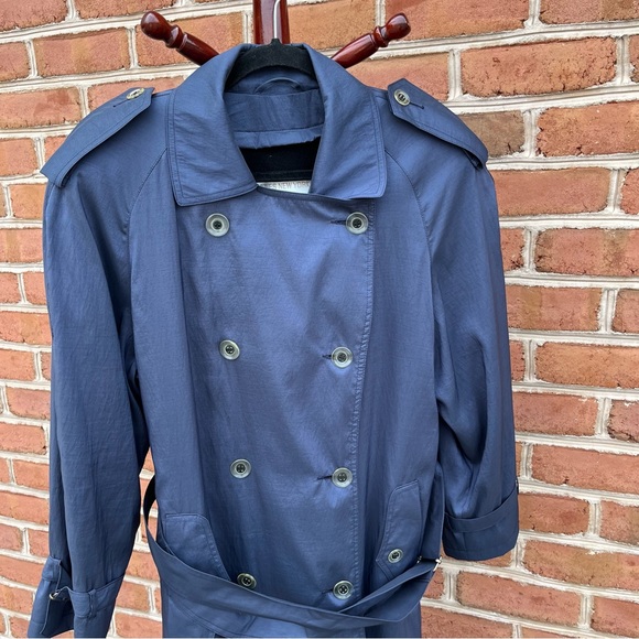 Navy silky trench coat. Jones New York. Size 12 petite - Picture 6 of 13